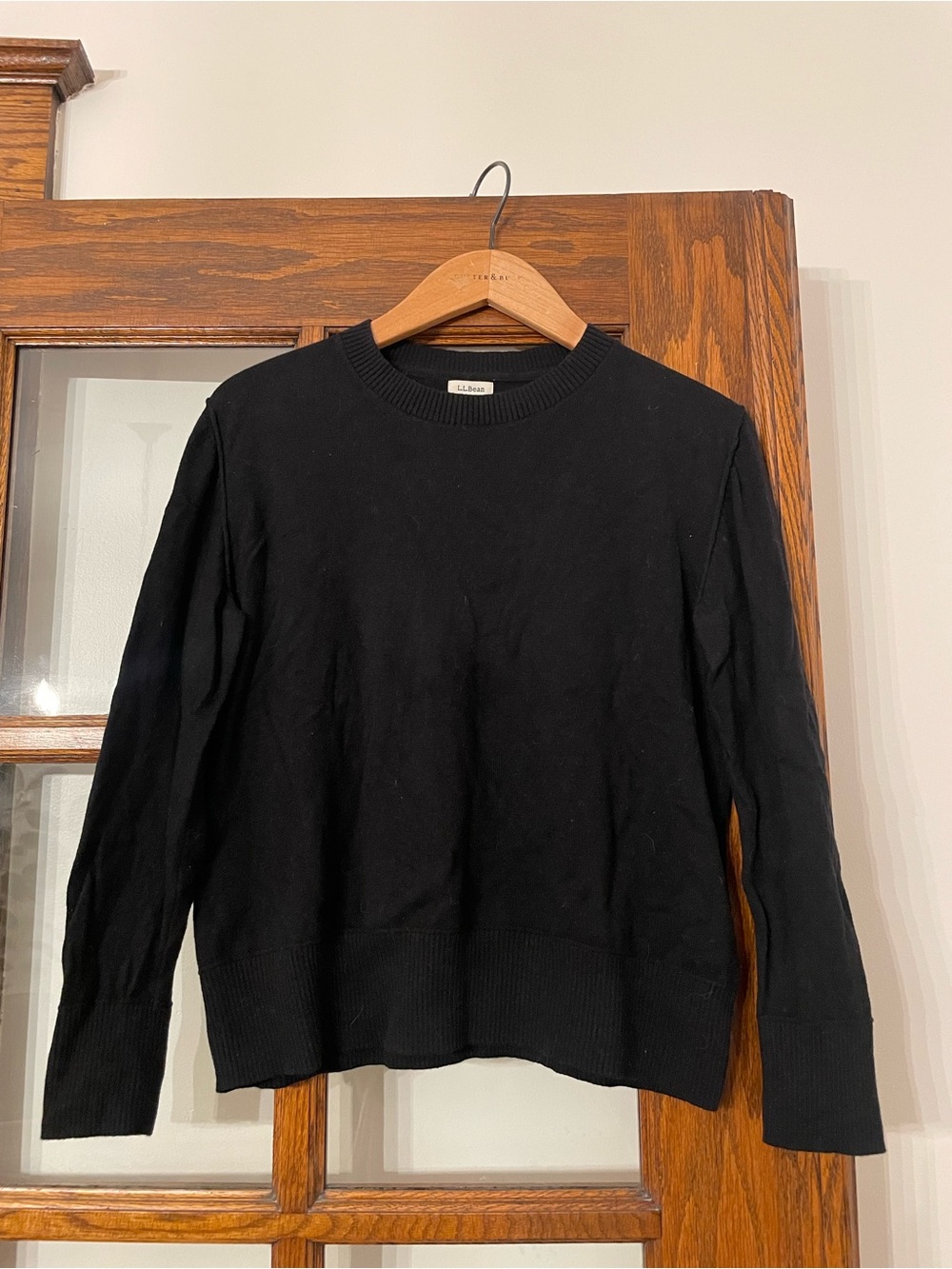 L.L. Bean Black Crewneck Cotton Cashmere Sweater